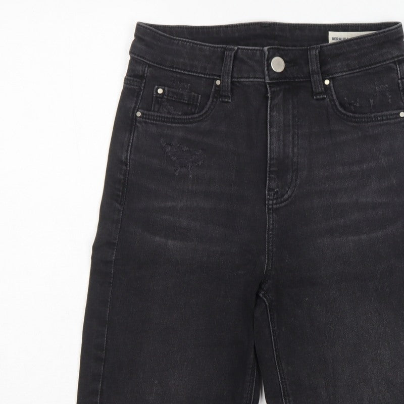 Marks and Spencer Women Black UK 6 High Rise Bermuda Denim Shorts