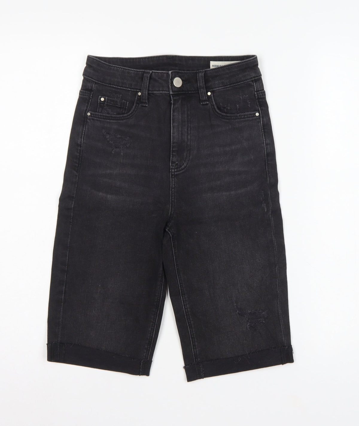 Marks and Spencer Women Black UK 6 High Rise Bermuda Denim Shorts