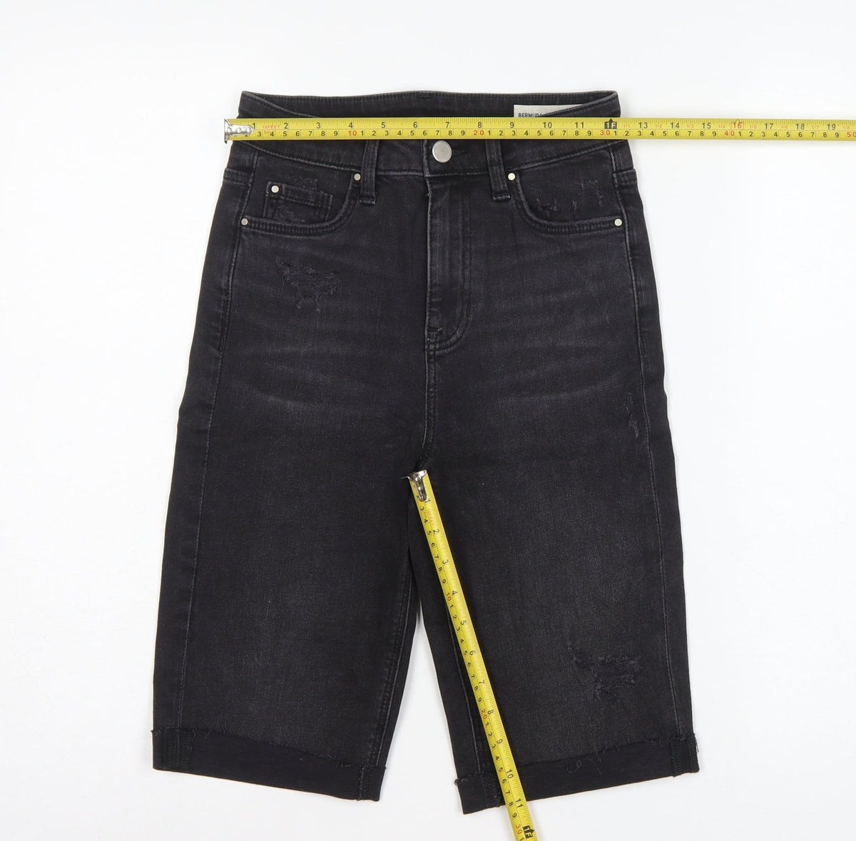 Marks and Spencer Women Black UK 6 High Rise Bermuda Denim Shorts