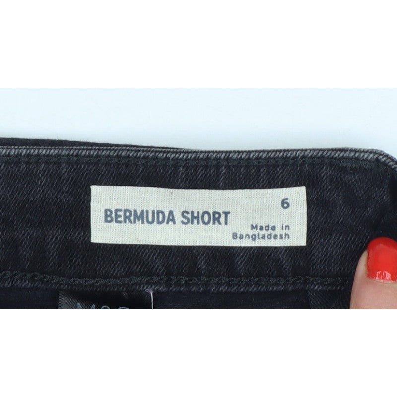 Marks and Spencer Women Black UK 6 High Rise Bermuda Denim Shorts