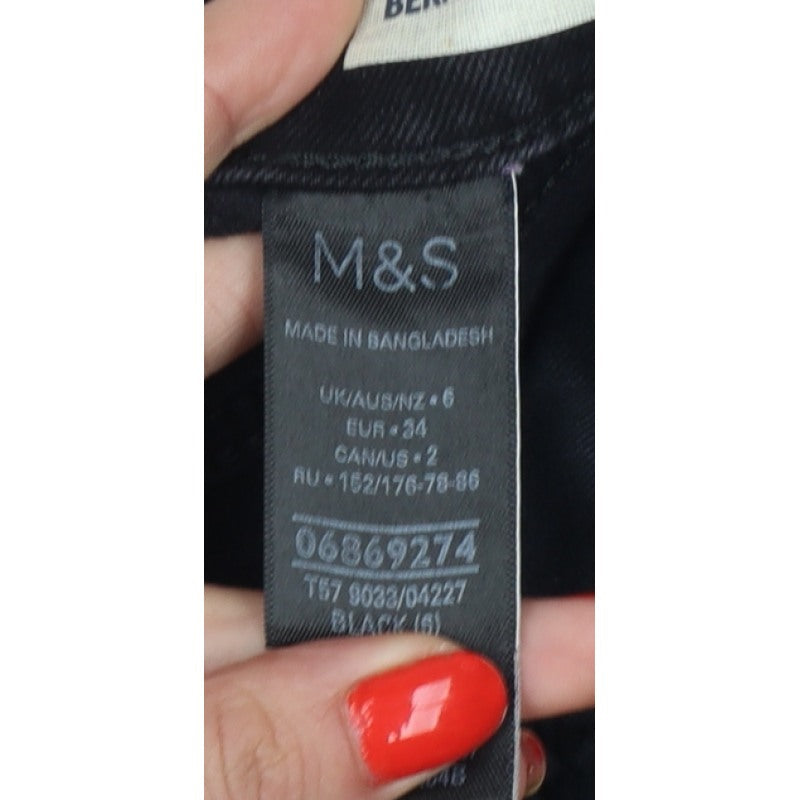 Marks and Spencer Women Black UK 6 High Rise Bermuda Denim Shorts