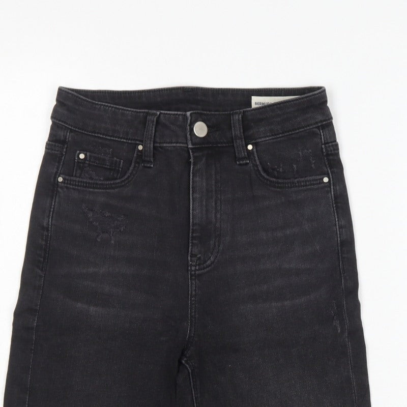 Marks and Spencer Women Black UK 6 High Rise Bermuda Denim Shorts