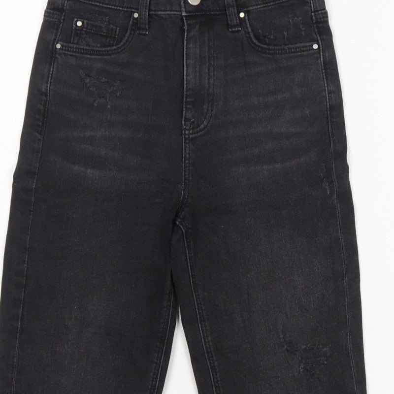 Marks and Spencer Women Black UK 6 High Rise Bermuda Denim Shorts