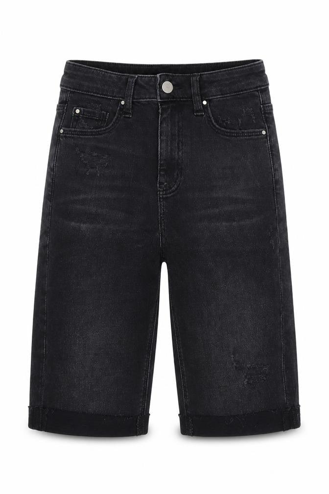 Marks and Spencer Women Black UK 6 High Rise Bermuda Denim Shorts
