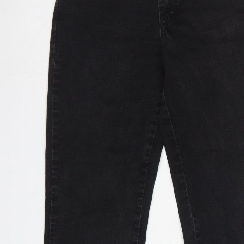 Lee Women's Black UK 8 Long Relaxed Straight Leg Stretch Jeans