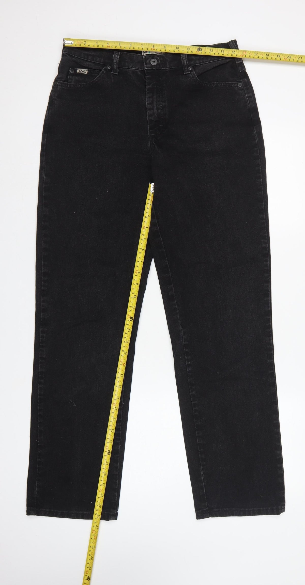 Lee Women's Black UK 8 Long Relaxed Straight Leg Stretch Jeans