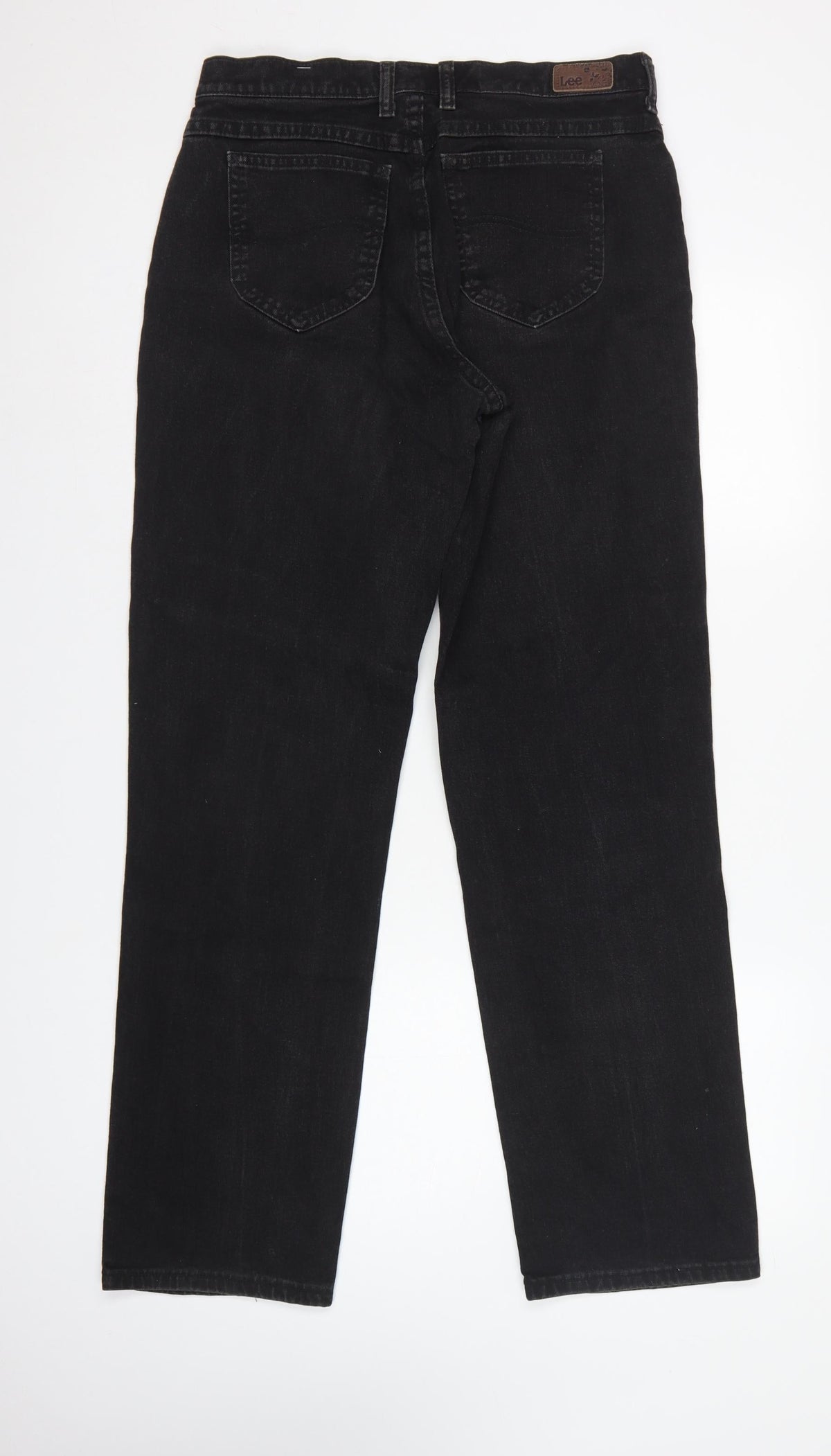 Lee Women's Black UK 8 Long Relaxed Straight Leg Stretch Jeans