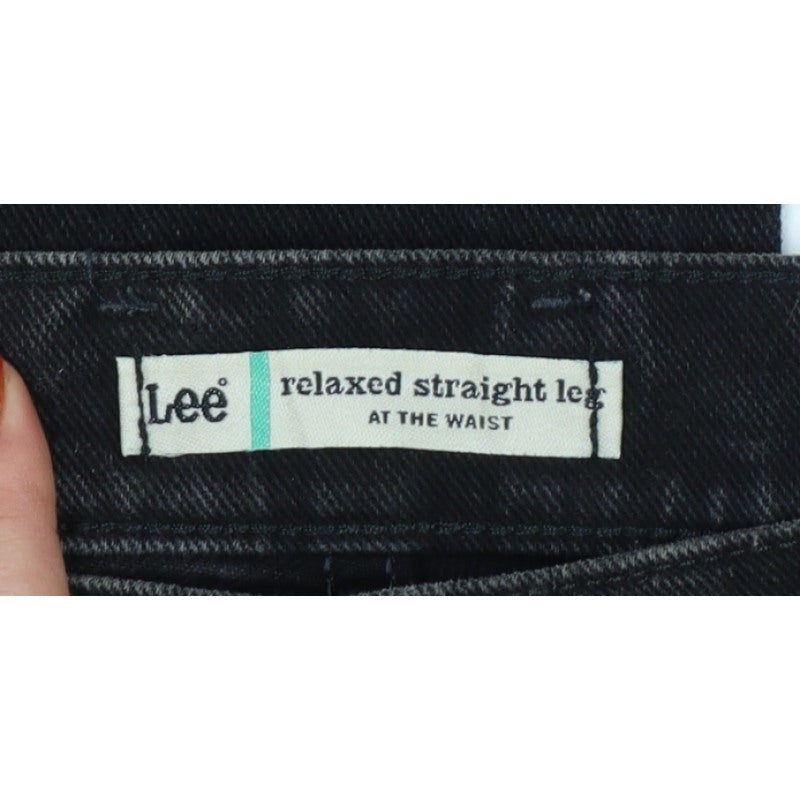 Lee Women's Black UK 8 Long Relaxed Straight Leg Stretch Jeans