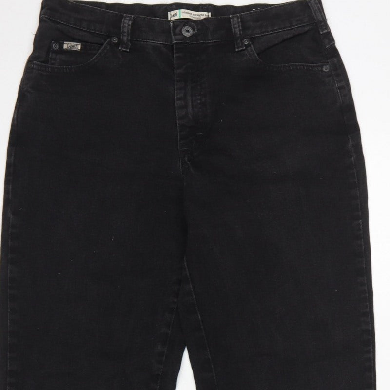 Lee Women's Black UK 8 Long Relaxed Straight Leg Stretch Jeans