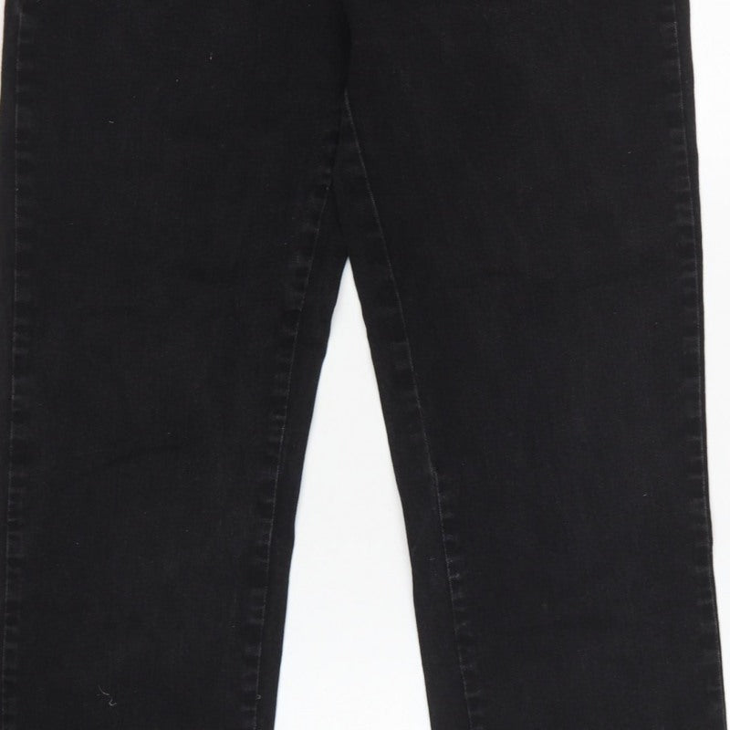 Lee Women's Black UK 8 Long Relaxed Straight Leg Stretch Jeans
