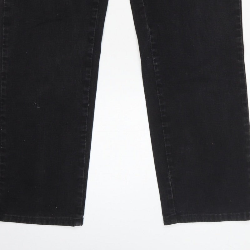 Lee Women's Black UK 8 Long Relaxed Straight Leg Stretch Jeans