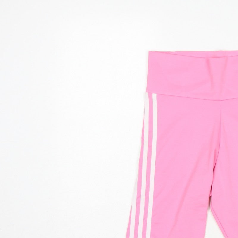 Adidas Women Pink UK 12 Biker Shorts 3 Stripe High Waist