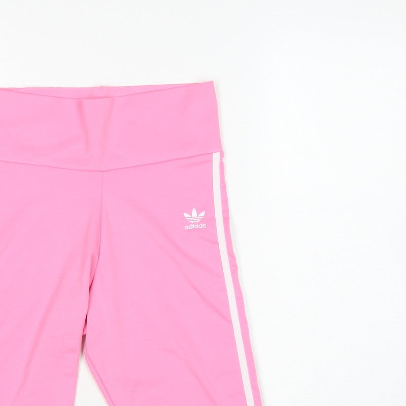 Adidas Women Pink UK 12 Biker Shorts 3 Stripe High Waist