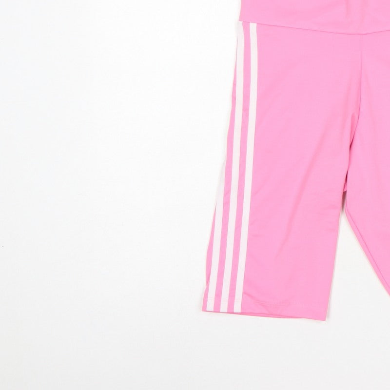 Adidas Women Pink UK 12 Biker Shorts 3 Stripe High Waist