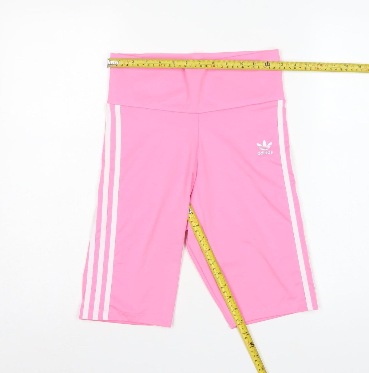 Adidas Women Pink UK 12 Biker Shorts 3 Stripe High Waist