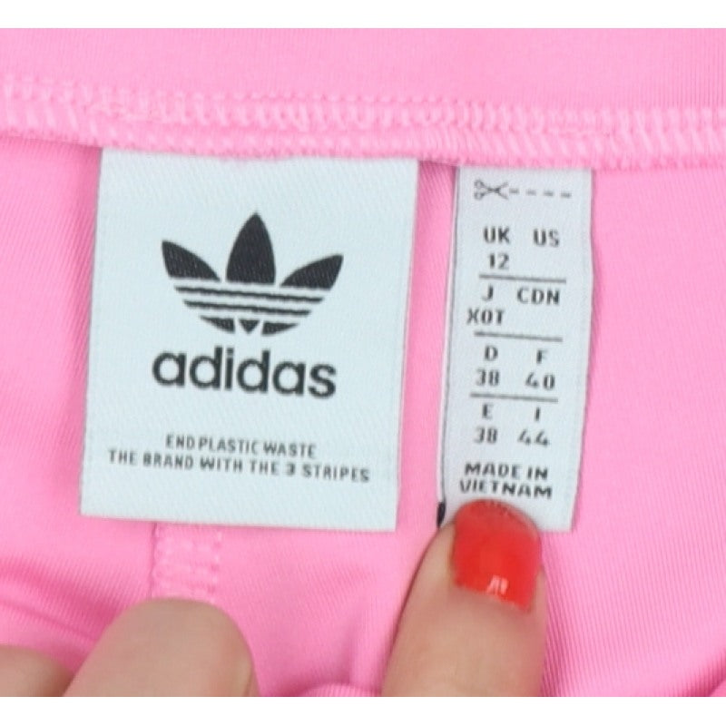 Adidas Women Pink UK 12 Biker Shorts 3 Stripe High Waist