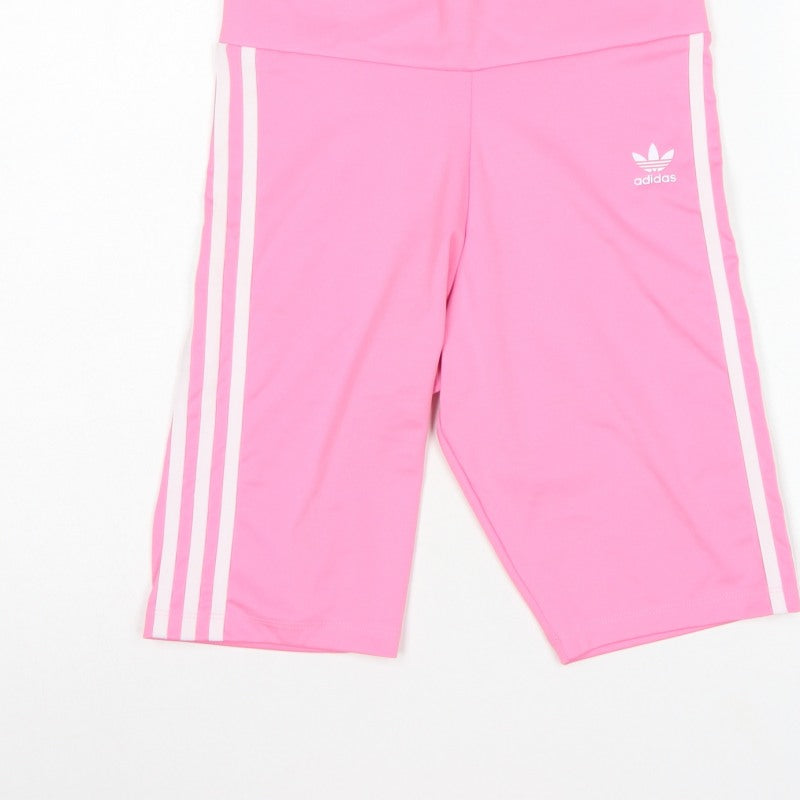 Adidas Women Pink UK 12 Biker Shorts 3 Stripe High Waist