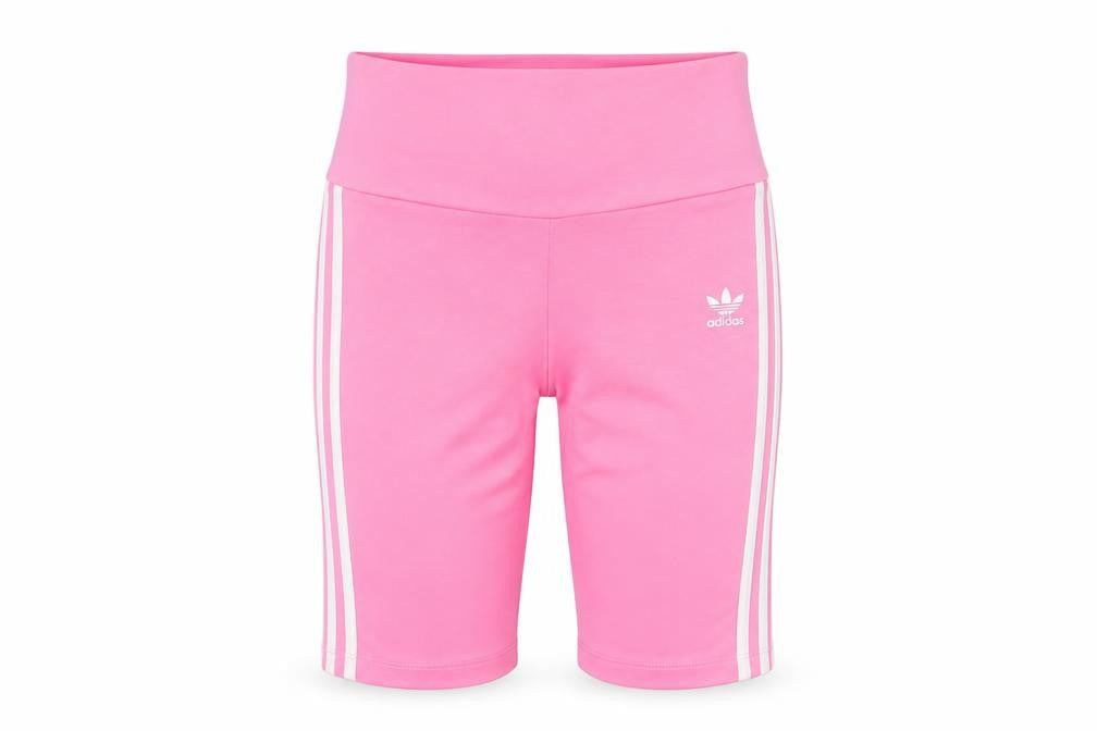 Adidas Women Pink UK 12 Biker Shorts 3 Stripe High Waist