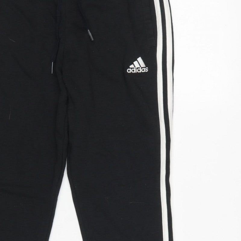 adidas Women’s Black Stripe Jogger Trousers UK 8 Cotton Blend