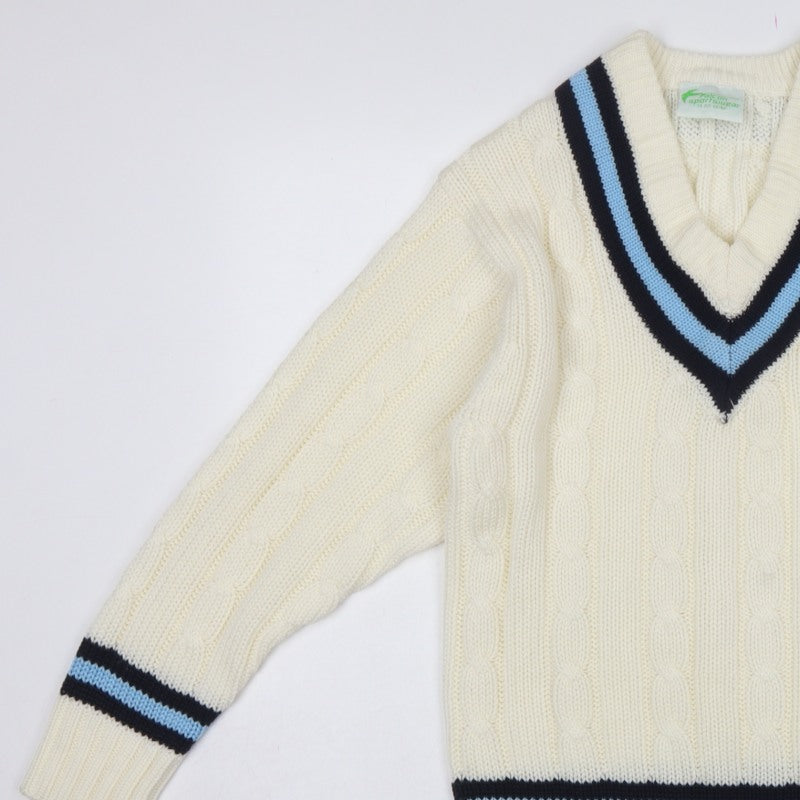 Falcon Sportswear Men’s Ivory M Cable Knit V-Neck Cricket Jumper