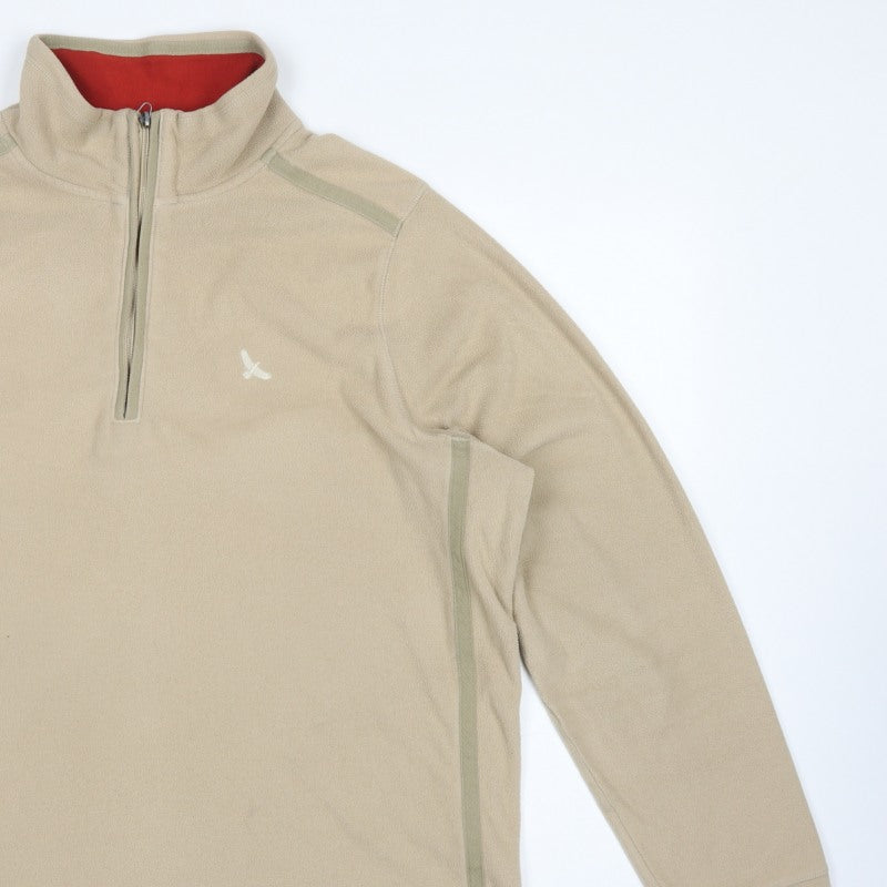 Hawkshead Men’s Beige 2XL 1/4 Zip Fleece Sweatshirt High Neck