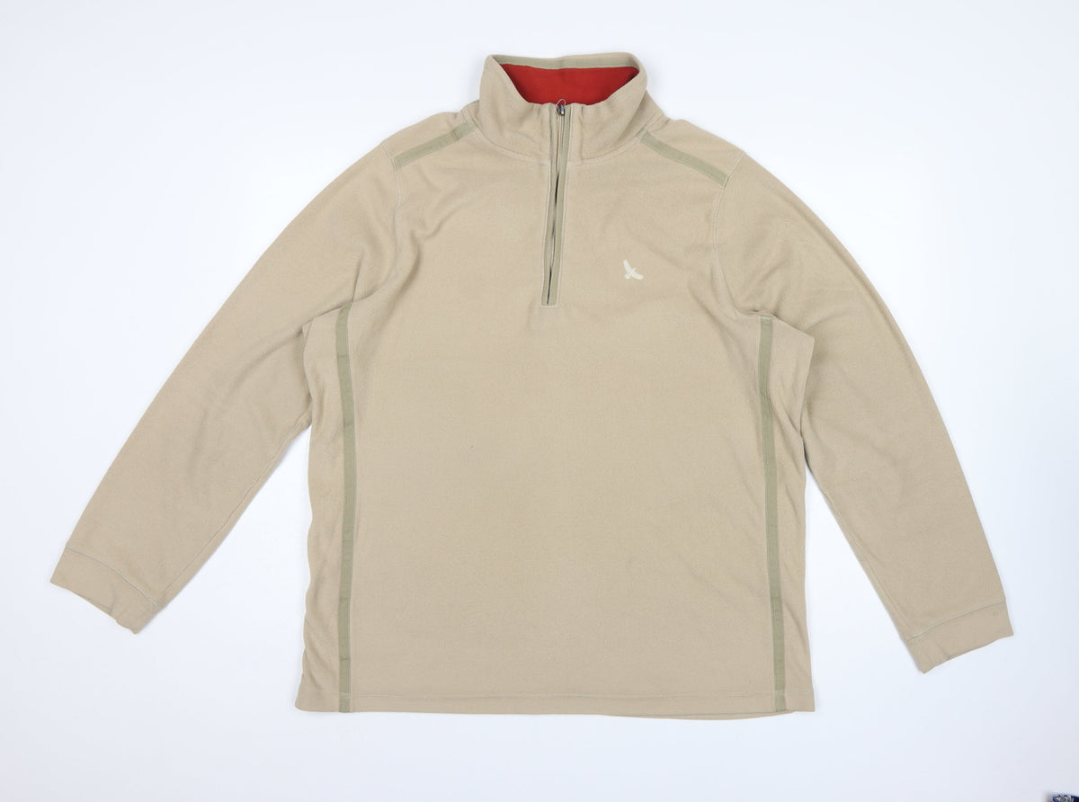 Hawkshead Men’s Beige 2XL 1/4 Zip Fleece Sweatshirt High Neck