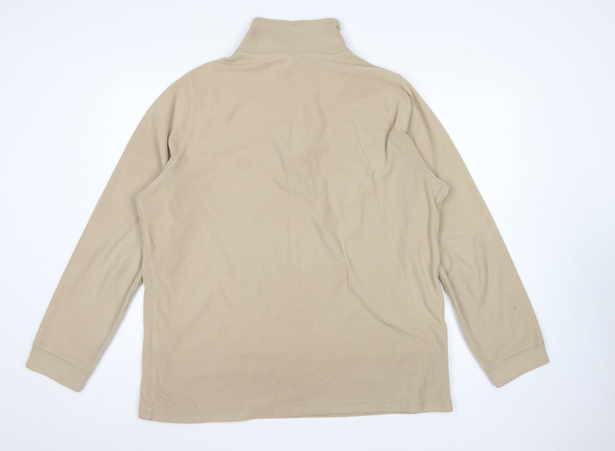 Hawkshead Men’s Beige 2XL 1/4 Zip Fleece Sweatshirt High Neck