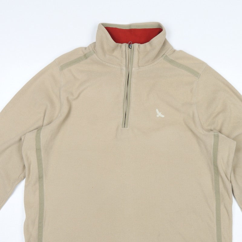 Hawkshead Men’s Beige 2XL 1/4 Zip Fleece Sweatshirt High Neck