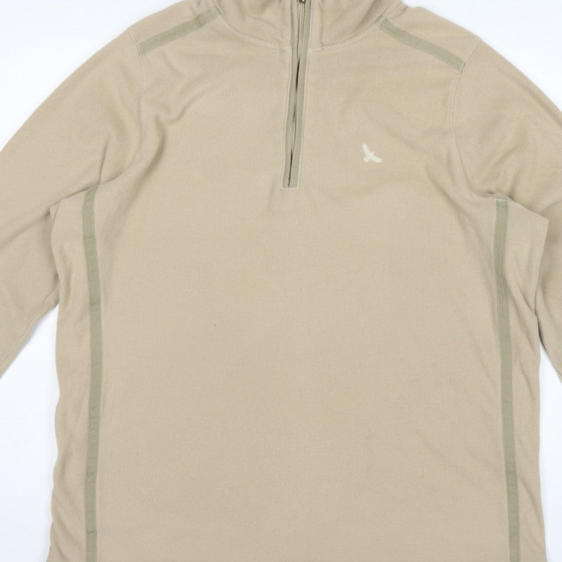 Hawkshead Men’s Beige 2XL 1/4 Zip Fleece Sweatshirt High Neck