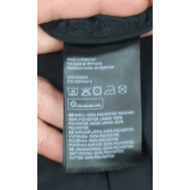 H&M Women Black UK 16 Hooded Puffer Jacket Short Quilted