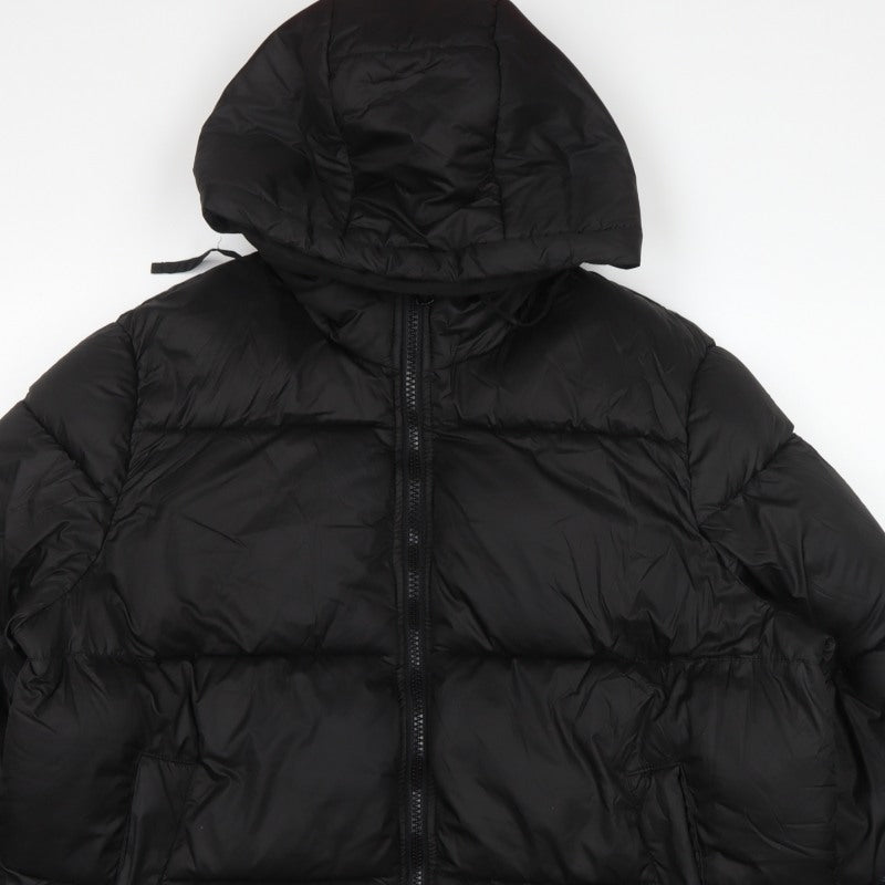 H&M Women Black UK 16 Hooded Puffer Jacket Short Quilted