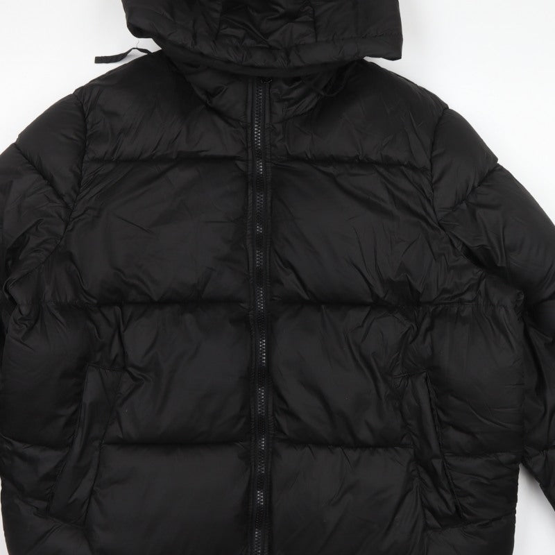 H&M Women Black UK 16 Hooded Puffer Jacket Short Quilted