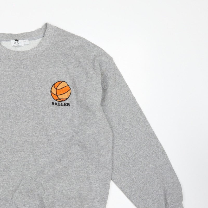 Topman Men’s Grey M Baller Basketball Graphic Crew Neck Sweatshirt