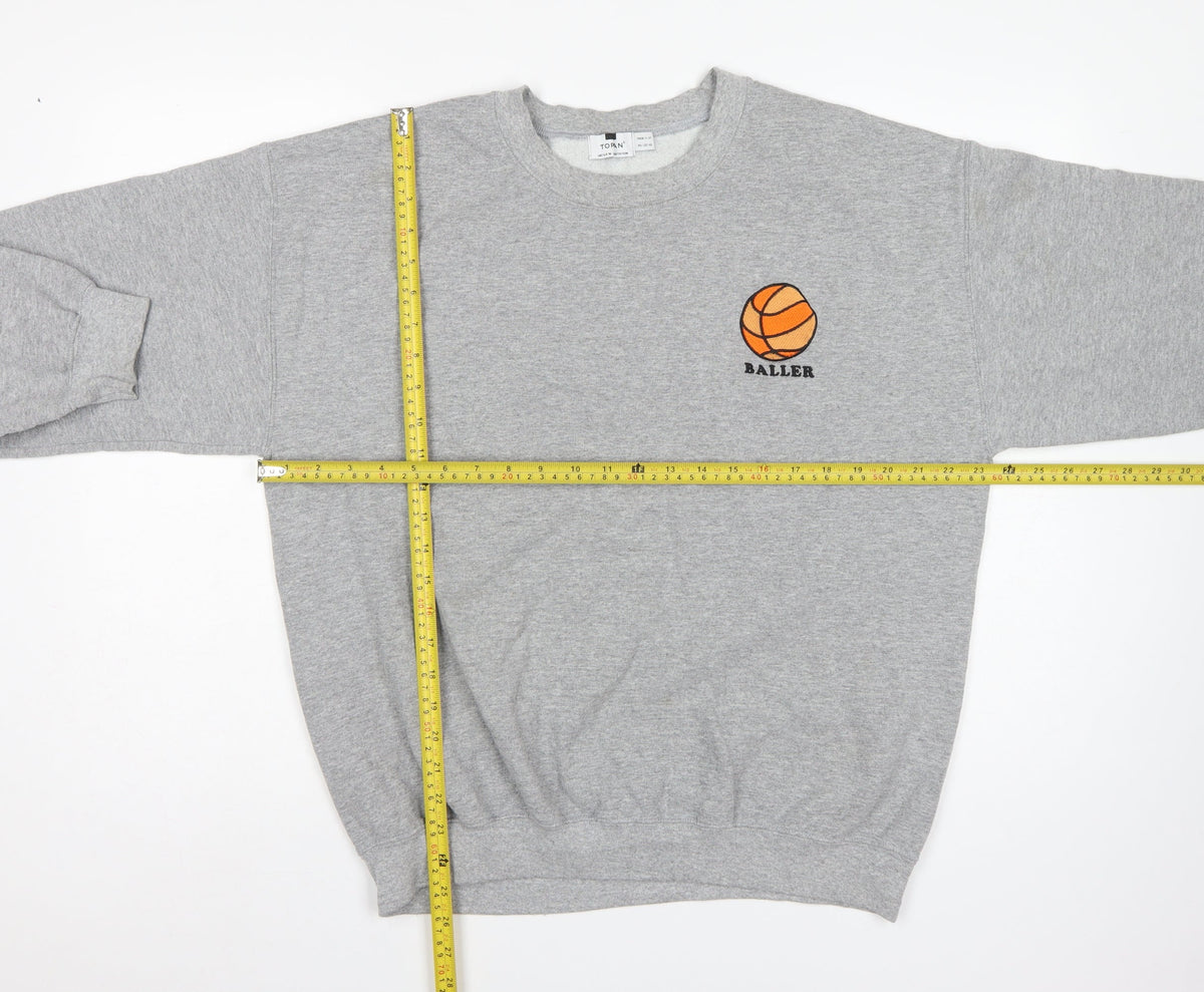 Topman Men’s Grey M Baller Basketball Graphic Crew Neck Sweatshirt