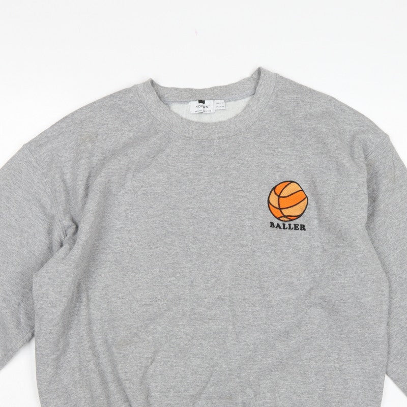 Topman Men’s Grey M Baller Basketball Graphic Crew Neck Sweatshirt