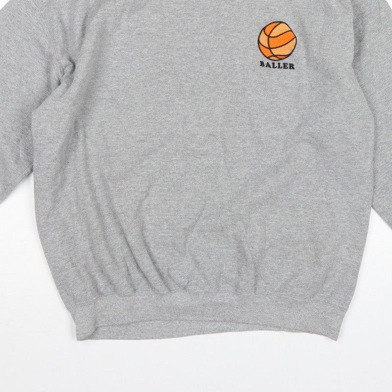 Topman Men’s Grey M Baller Basketball Graphic Crew Neck Sweatshirt