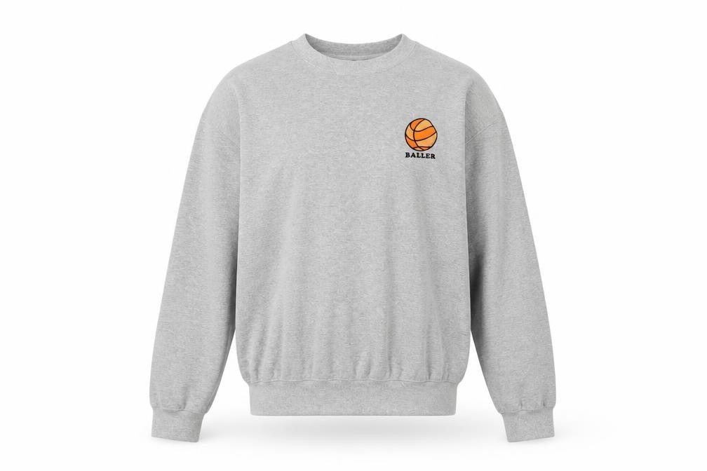 Topman Men’s Grey M Baller Basketball Graphic Crew Neck Sweatshirt