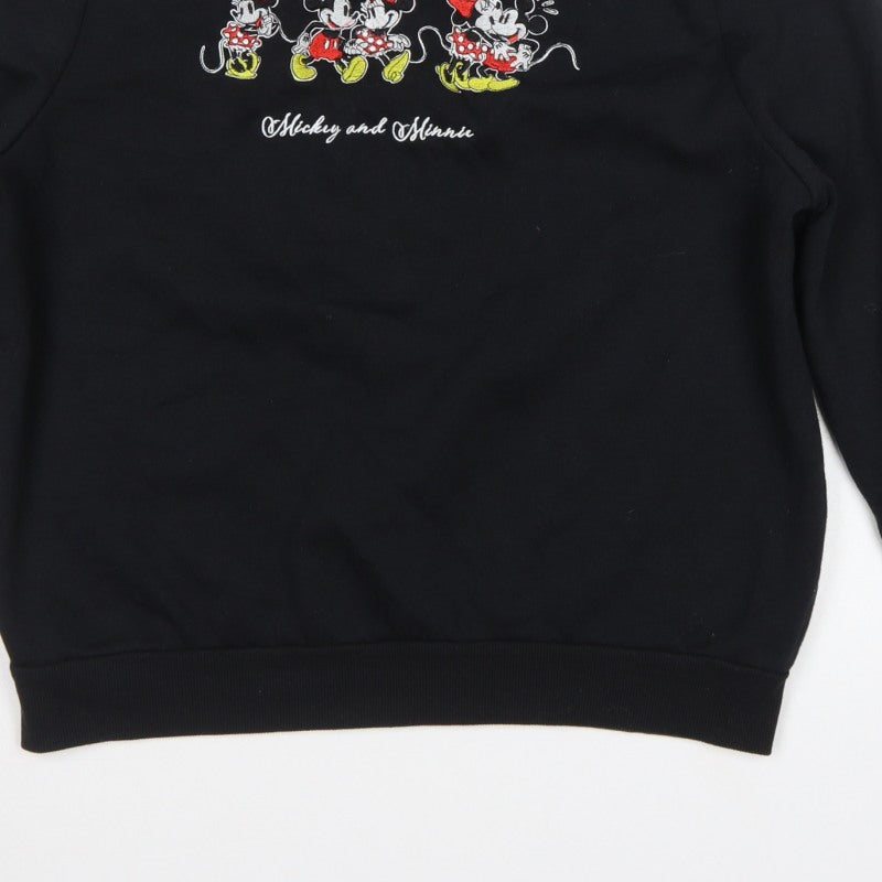 Disney Women’s Black L Pullover Mickey & Minnie Crew Sweatshirt