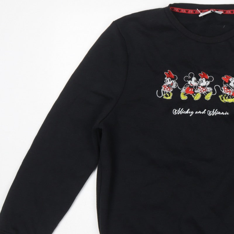 Disney Women’s Black L Pullover Mickey & Minnie Crew Sweatshirt