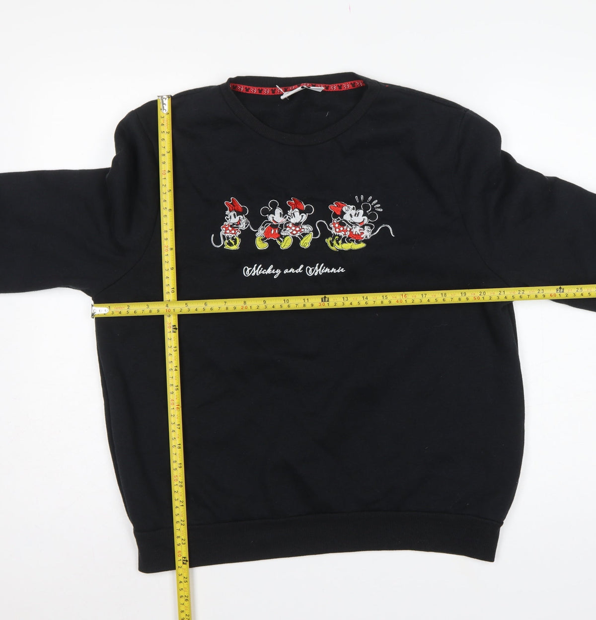 Disney Women’s Black L Pullover Mickey & Minnie Crew Sweatshirt