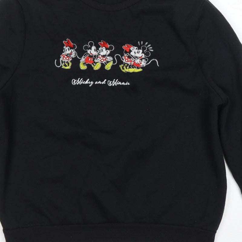 Disney Women’s Black L Pullover Mickey & Minnie Crew Sweatshirt