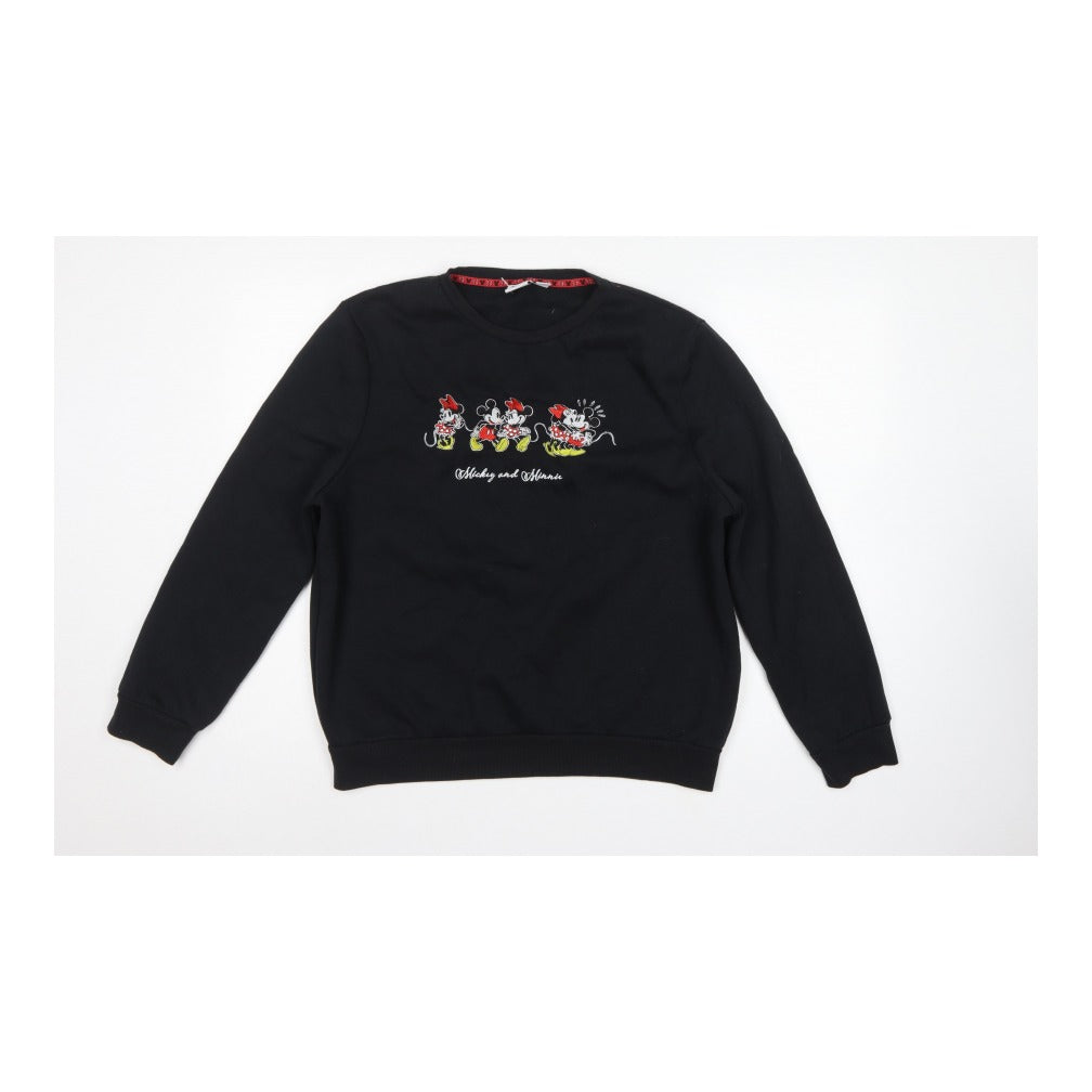 Disney Women’s Black L Pullover Mickey & Minnie Crew Sweatshirt