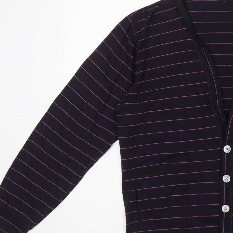 Paul Smith Jeans Men’s Black Purple Stripe Cotton Cardigan L