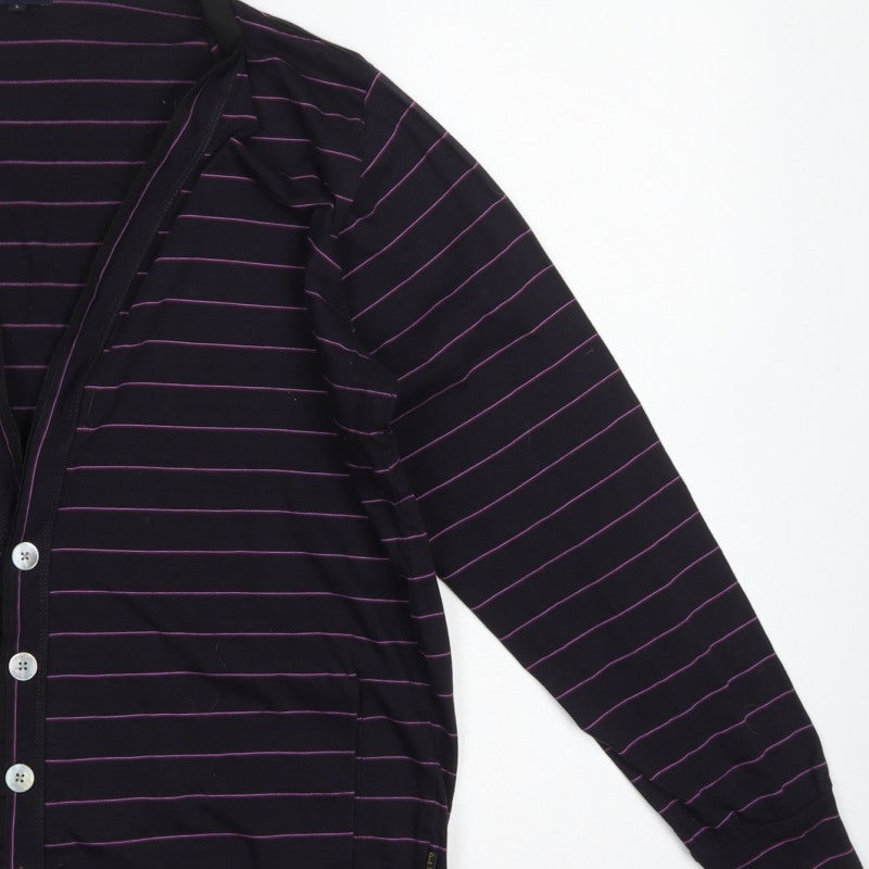 Paul Smith Jeans Men’s Black Purple Stripe Cotton Cardigan L