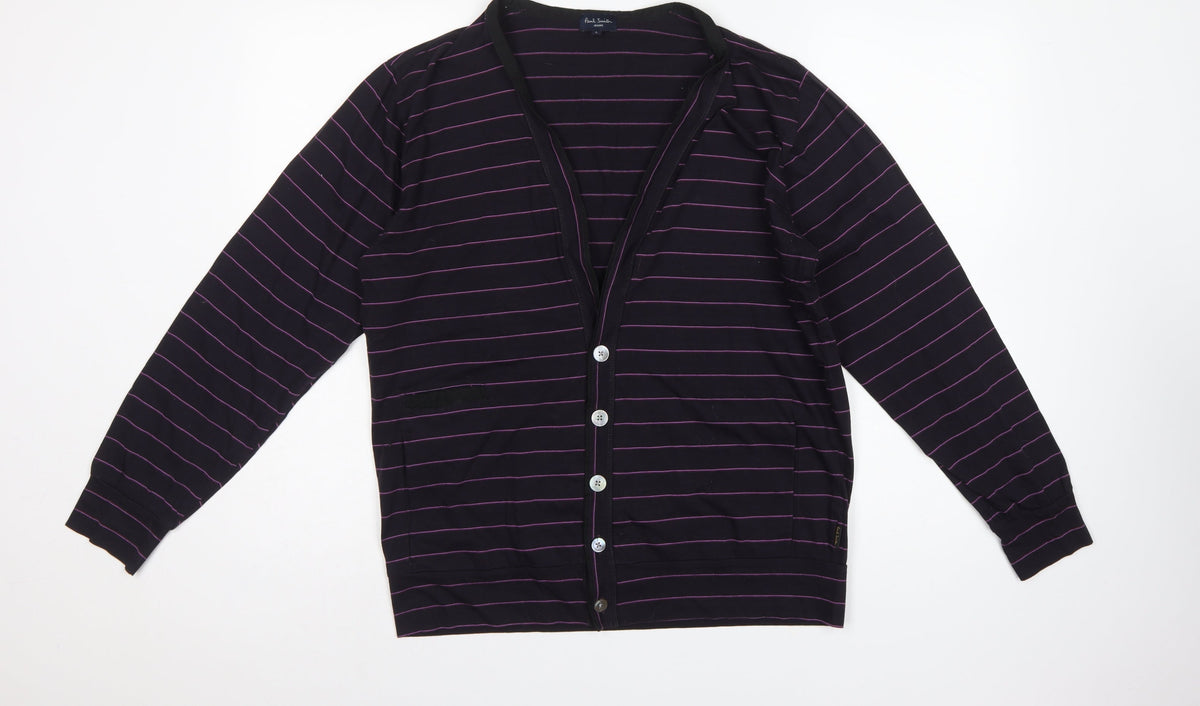 Paul Smith Jeans Men’s Black Purple Stripe Cotton Cardigan L