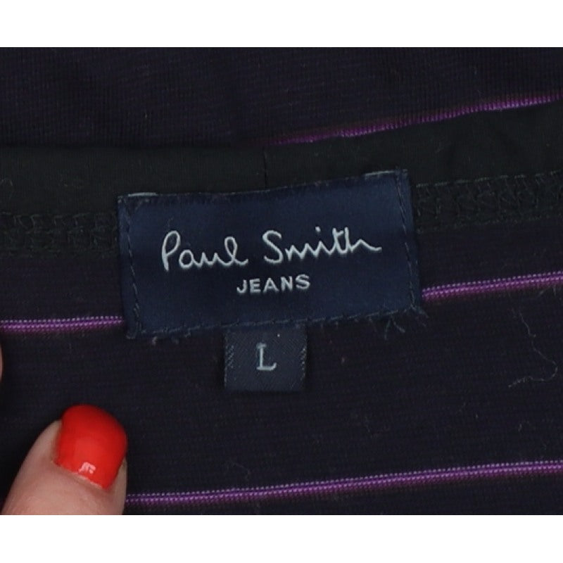 Paul Smith Jeans Men’s Black Purple Stripe Cotton Cardigan L