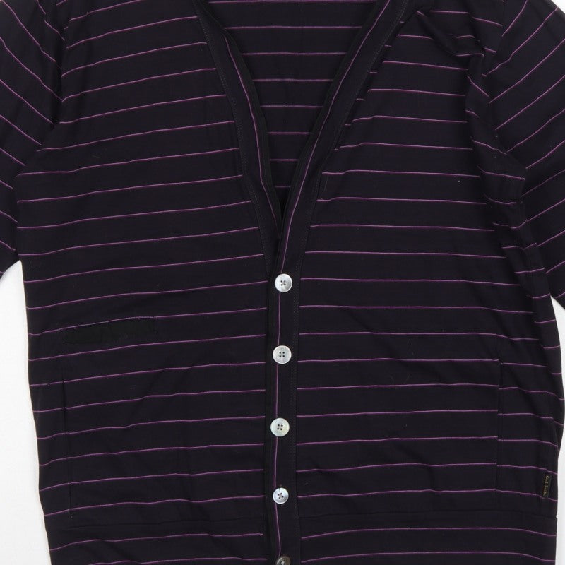 Paul Smith Jeans Men’s Black Purple Stripe Cotton Cardigan L