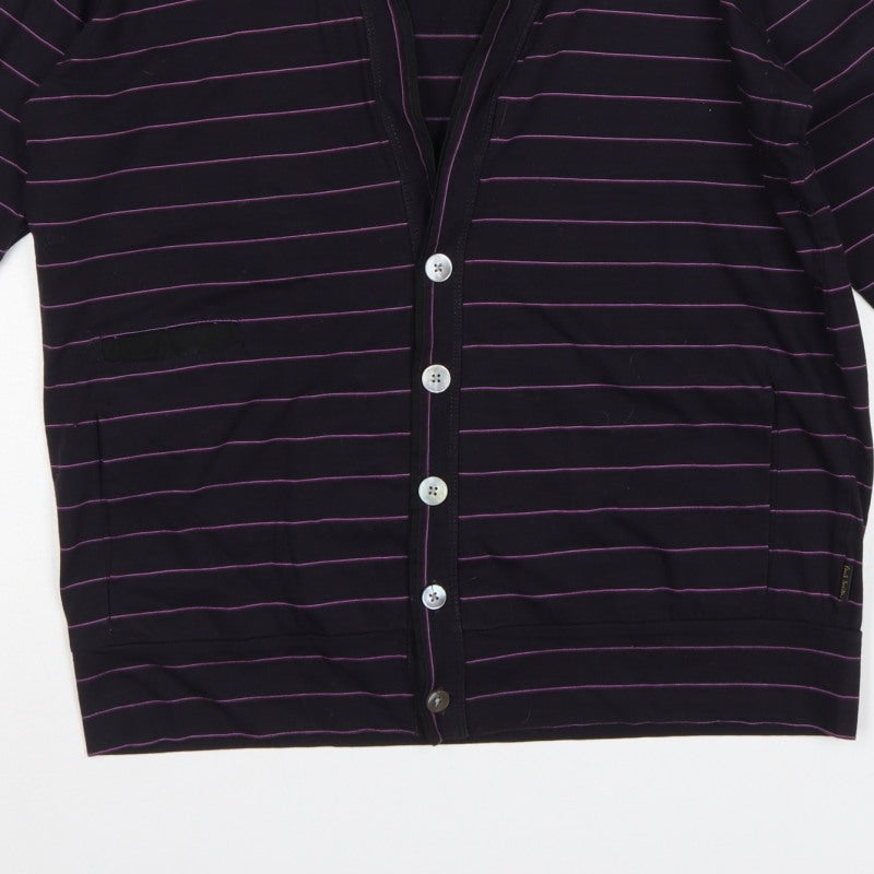 Paul Smith Jeans Men’s Black Purple Stripe Cotton Cardigan L