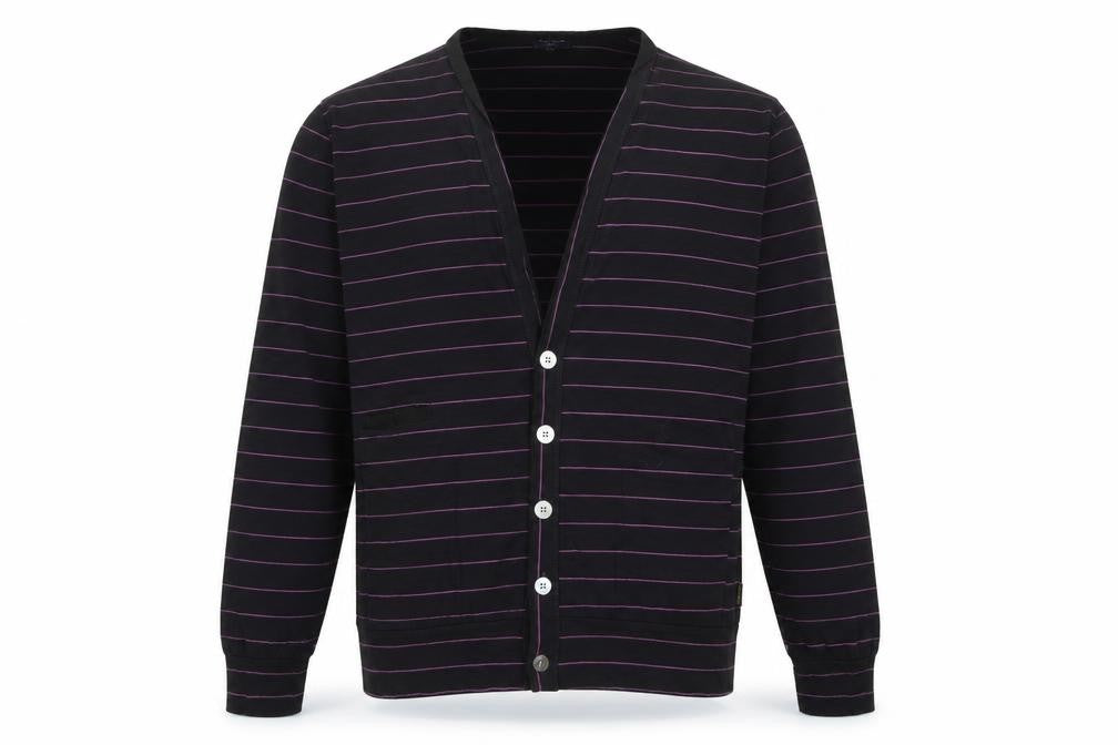 Paul Smith Jeans Men’s Black Purple Stripe Cotton Cardigan L