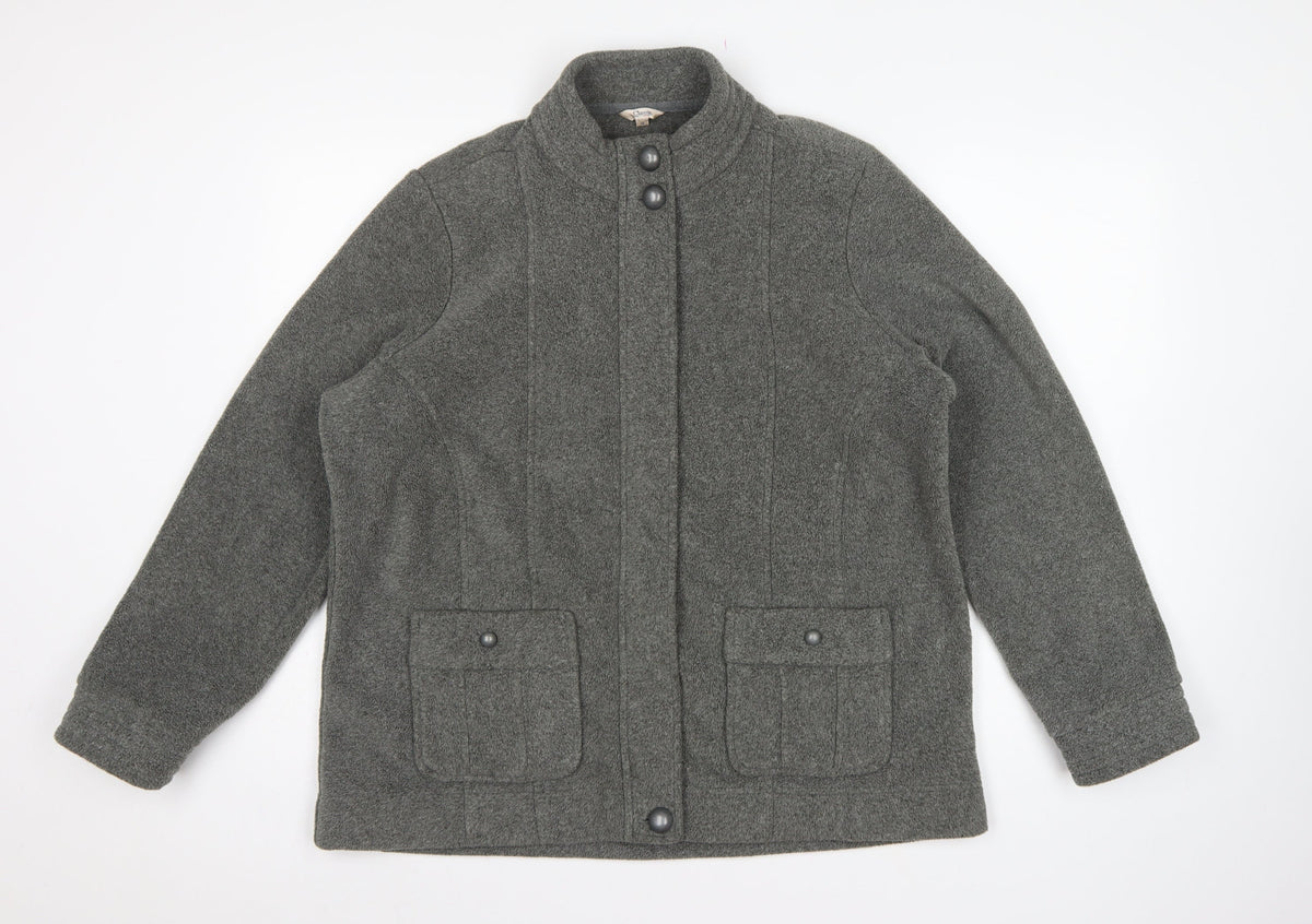 Marks and Spencer Women’s Grey Size 16 Fleece Button Jacket
